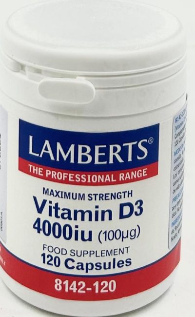 vitamina D3  4000 iu (100 microgramos) 120 cápsulas -Lamberts