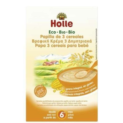 Papillas de 3 cereales integrales ecológicos, 250 g Holle