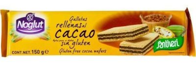 SANTIVERI Noglut galletas de barquillo rellenas de cacao sin gluten envase 150 g