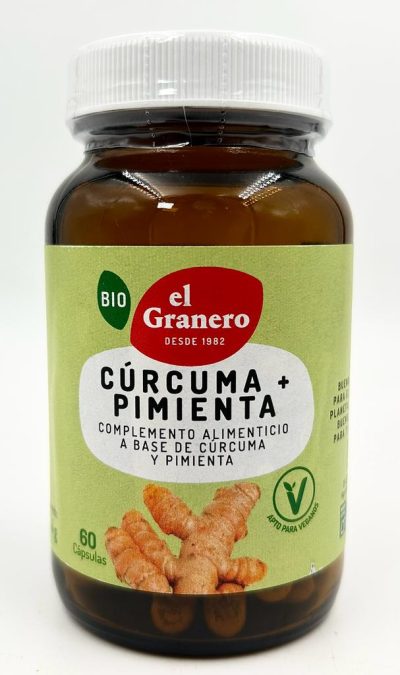 Cúrcuma y Pimienta negra- 60 cápsulas. El Granero Integral